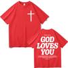Christian Jesus Church T-shirt Bible Verse God Loves You Print T-shirts Fashion Aesthetic Oversized T Shirts Unisex Streetwear