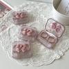 Contact Lens Cases Pink Transparent Love Bow Contact Lens Case Girl Portable Beauty Pupil Box Storage Eye Care Container Box