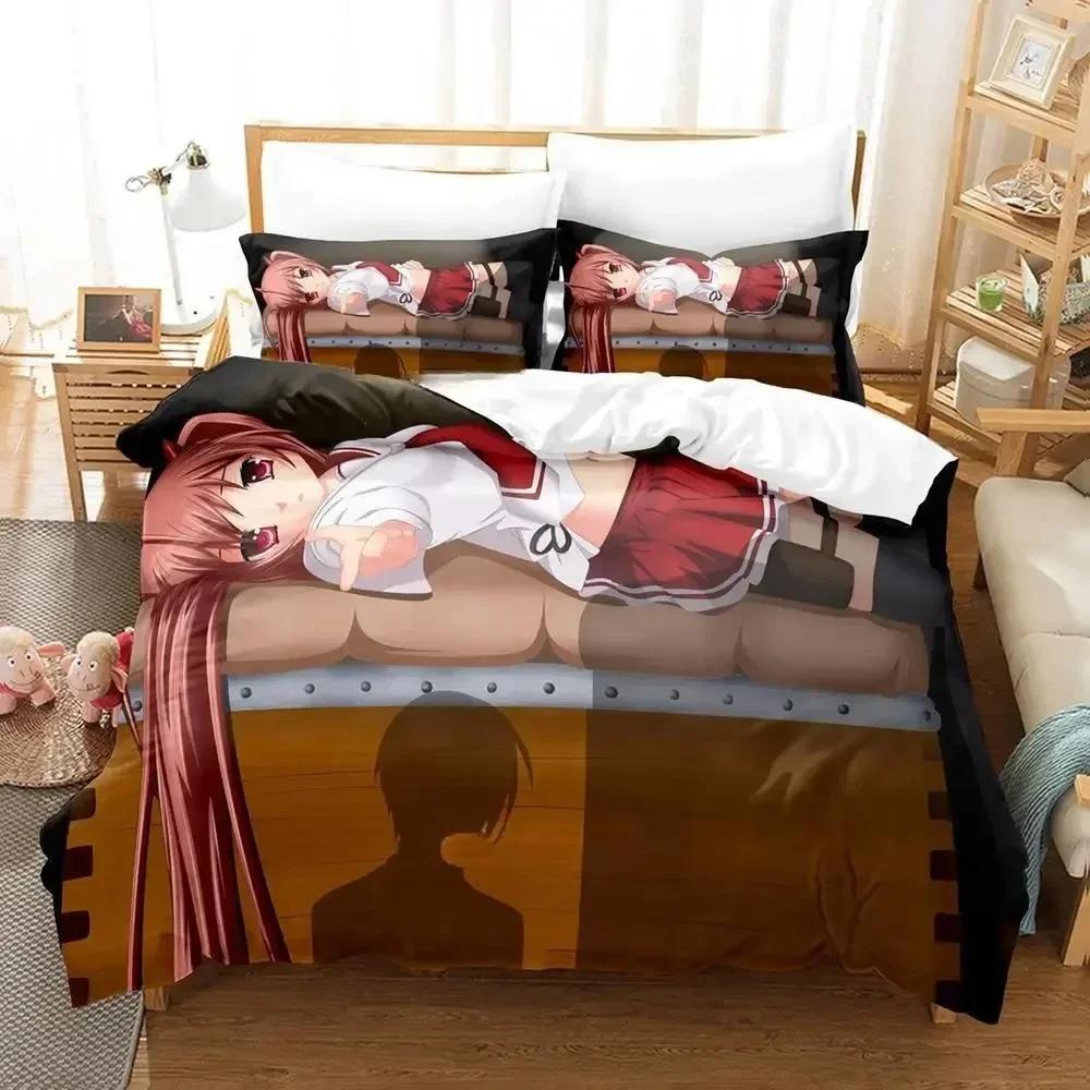New Aria The Scarlet Ammo Bedding Set Cartoon Anime Three-Piece Set Adult Kid Bedroom Duvet Cover Sets 3D Print Kawaii Anime
