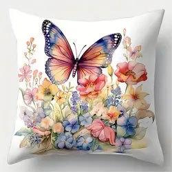 Flowers, Butterflies, Birds Throw Pillow Covers With Digital Printing Of Short Plush Fabric Car-Shaped Sofa Cushion Home Decor