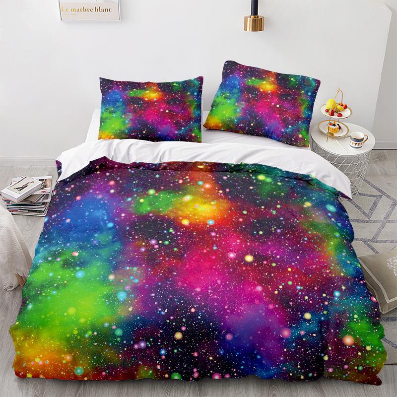 3D Home Bedding Universe Star Sky Quilt Cover Queen King Full Size Twin Planet Print Adult Children's Quilt Cover and Pillowcase Bedding