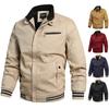 Осенняя мужская повседневная куртка из хлопка, стираная, однотонная, с воротником-стойкой, молодежная, тонкая