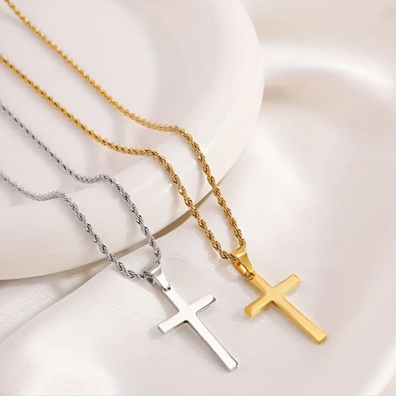 Hanmade Стильные ювелирные изделия, аксессуары, подарок для него, 1 шт., идеально подходит для мужчин, нержавеющая сталь, мужской модный позолоченный крест-кулон с минималистичным дизайном