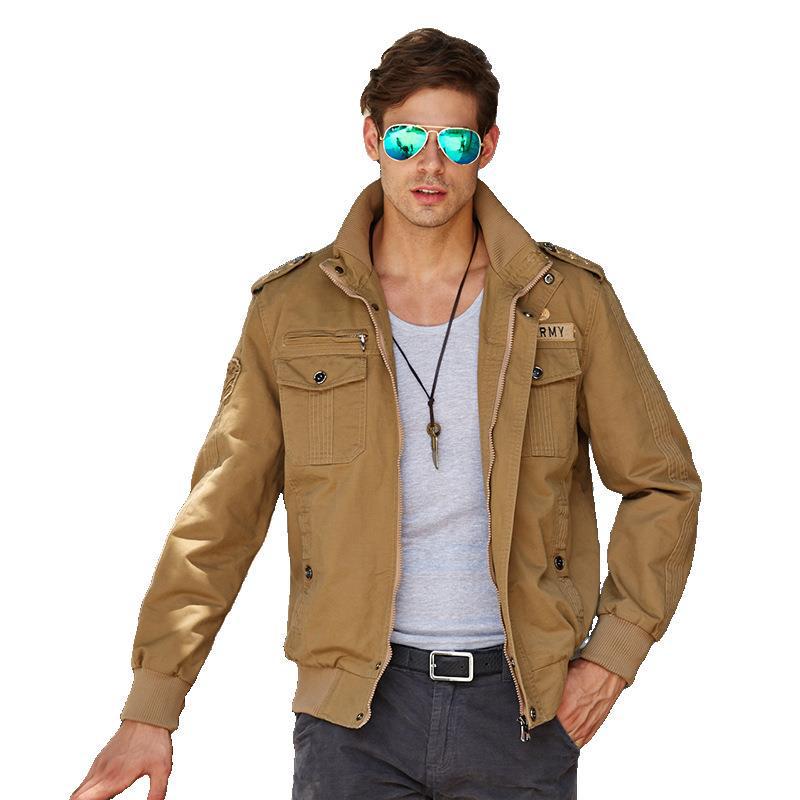 Men's Spring and Autumn Jacket Jacket Pure Cotton Military Thin Jacket Jacket Large Size