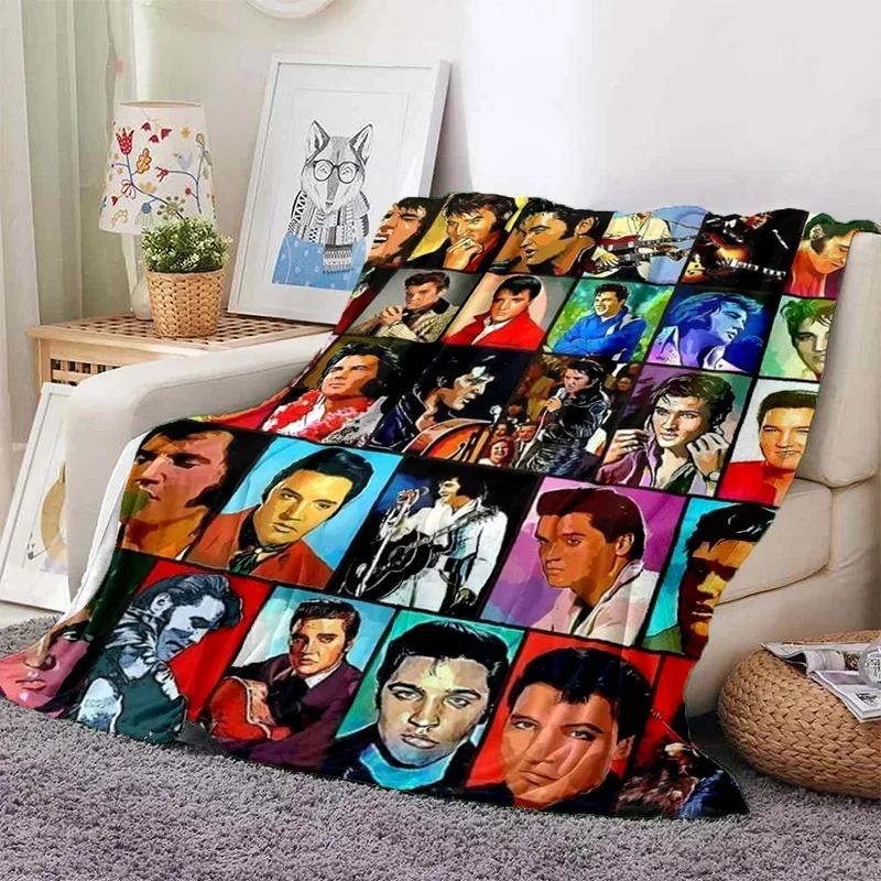 E-Elvis Presley Throw Blanket Soft Flannel Thin for Bed Sofa Cover Bedspread Home Deco Picnic Cooling Blankets for Beds Gift