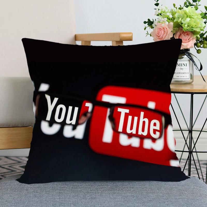 Логотип приложения Youtube Наволочка Спальня Домашний Декоративная Наволочка Квадратная На молнии Наволочки Сатин Мягкая Ткань 40X40см 45X45см