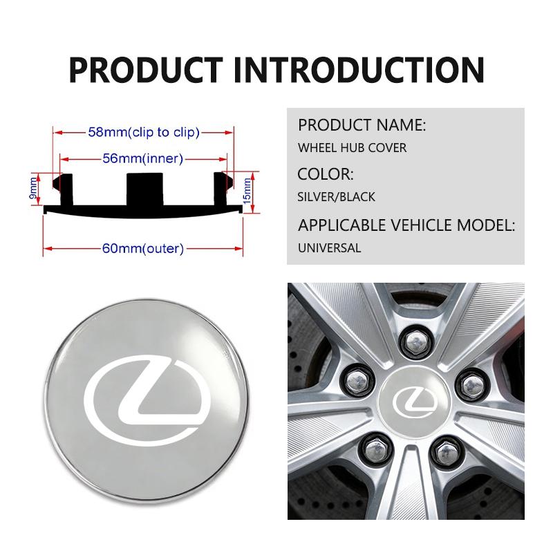 4pcs Car Wheel Center Hub Caps Sticker Auto Emblem Wheel Center Cap For Lexus RX350 IS250 IS200 GS300 LX570 RC350 UX250h ES350 AEJ1