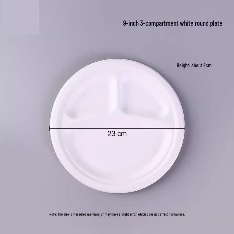 AVADEN 9-inch White 3-Compartment Disposable Paper Plates