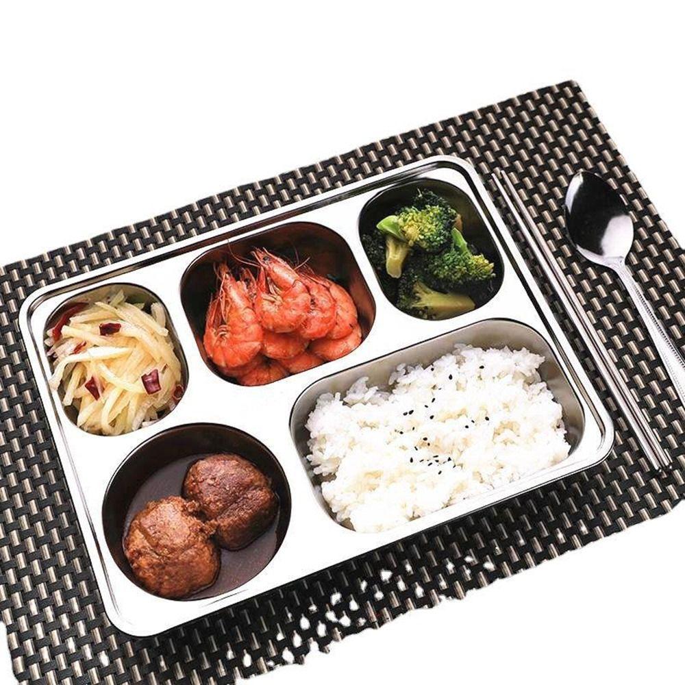 Snack with Compartments Rectangular Stainless Steel Dinner Plates Dividers Platter Serving Tray