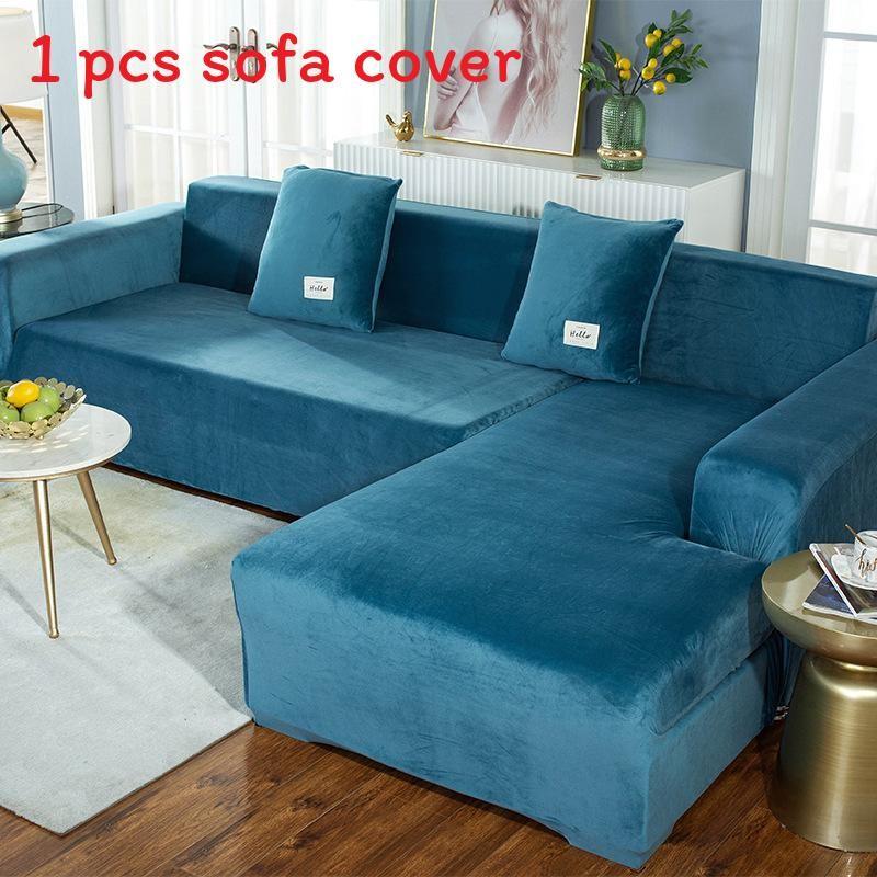 Simple Solid Color Plush Surface Sofa Protection Cover With Anti Slip Strip For Household Protection