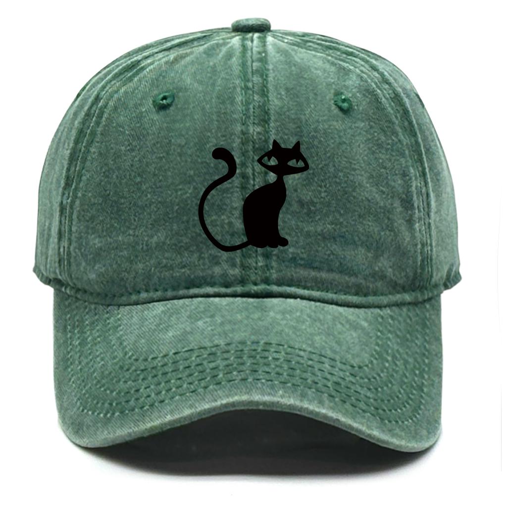 Casual Snapback Caps Cute Black Cat Hat For Man Adjustable Buckle Distressed Adjustable Sun Hat Perfect For Camping