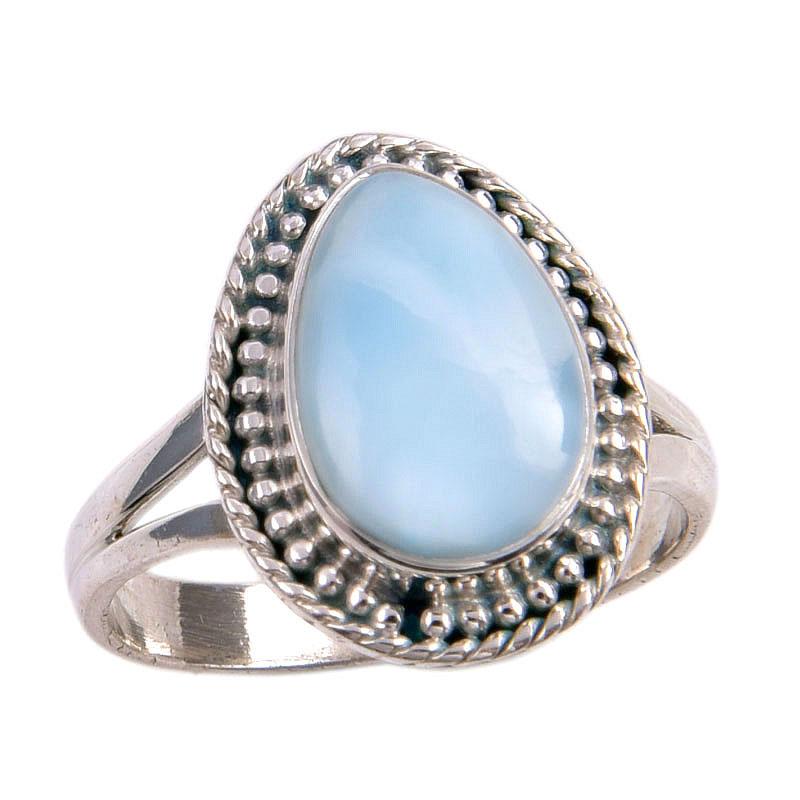Natural Republic Larimar Gemstone 925 Solid Sterling Silver Gift Ring S.8 d3Z21