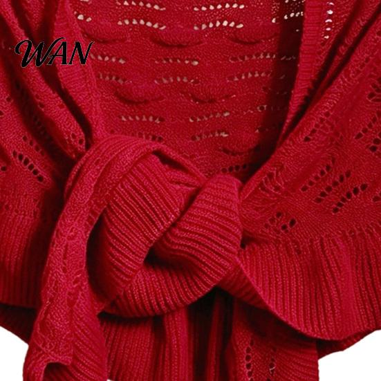 Boho Style Knitted Shrug Hollow Shawl for Women, Soft Polyester Cloak Wrap with Lightweight Ruffled Cuffs, Breathable Sun Protection Shoulder