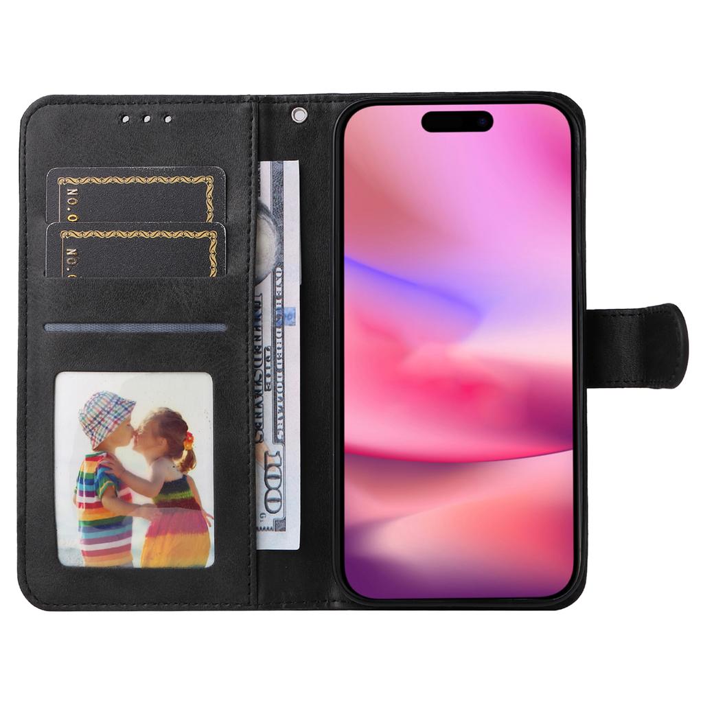 For iPhone 16 Case PU Leather Stand Phone Cover  with 3 Card Slots Wallet