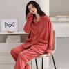 Pajamas Women'S Autumn And Winter Flannel Thickened Fleece Warm Coral Fleece Autumn And Winter Loungewear Set