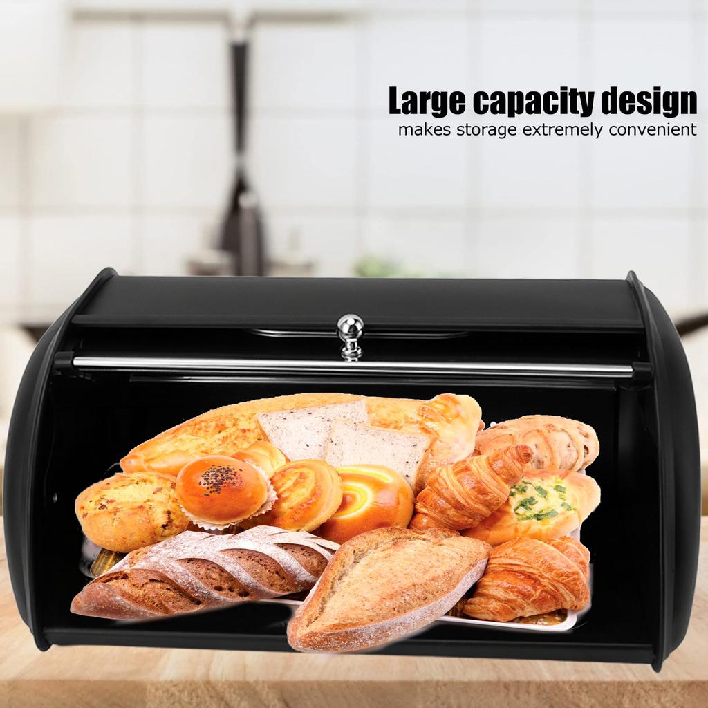Iron Bread Bin Bread Storage Holder Bread Bin Bread Box Bread Holder Storage Container With Small Window for Kitchen Countertop