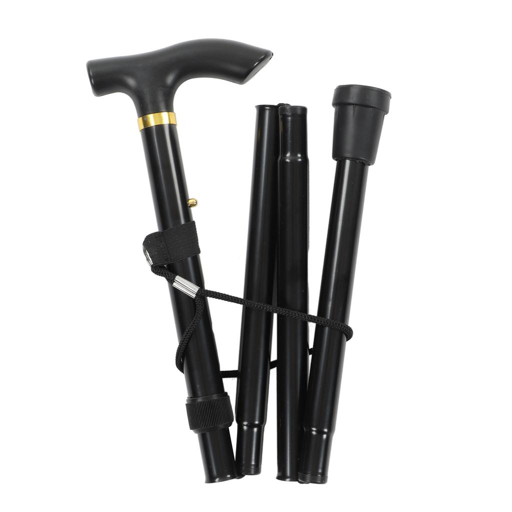 Складная трость для ходьбы из алюминиевого сплава, предотвращает скольжение, легкая, 4-секционная, регулируемая трость для