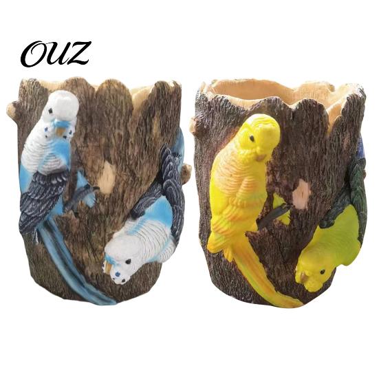 Decorative Succulent Holder Parrot Wall Planter, Wall-Mounted Tree Stump Hanging Plant Pot, Resin Artistic Sculpture Pot Tropical Bird Flowerpot