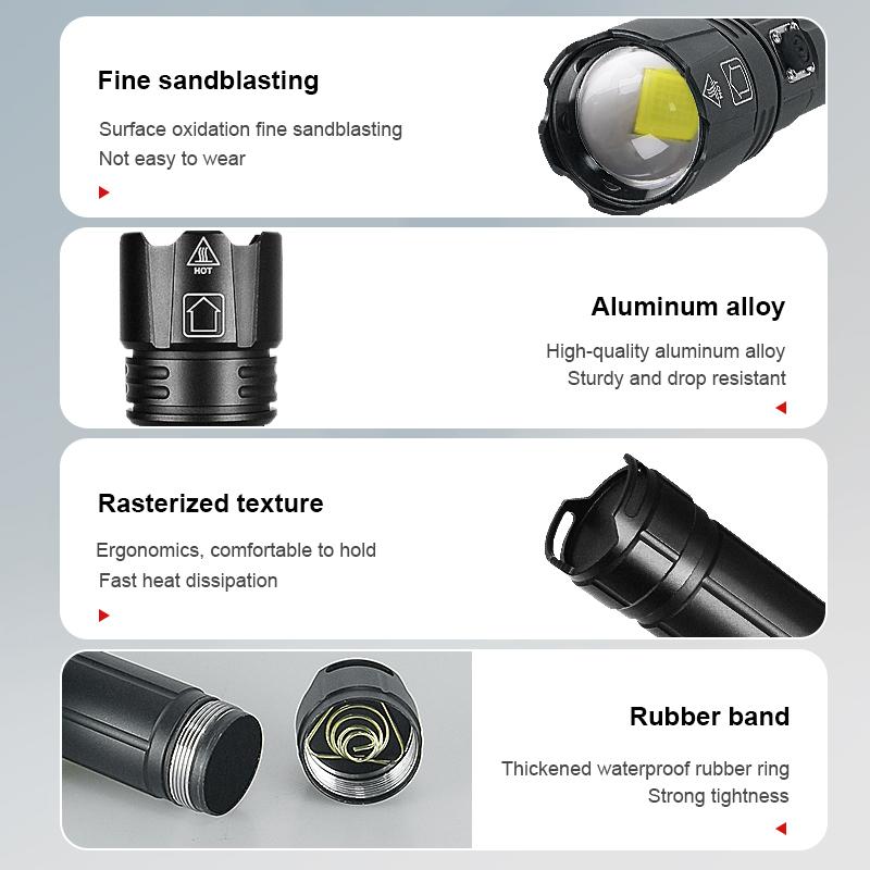 XHP360 Super High Power Flashlight Waterproof Outdoor Flashlight Long Range Zoom Torch Light