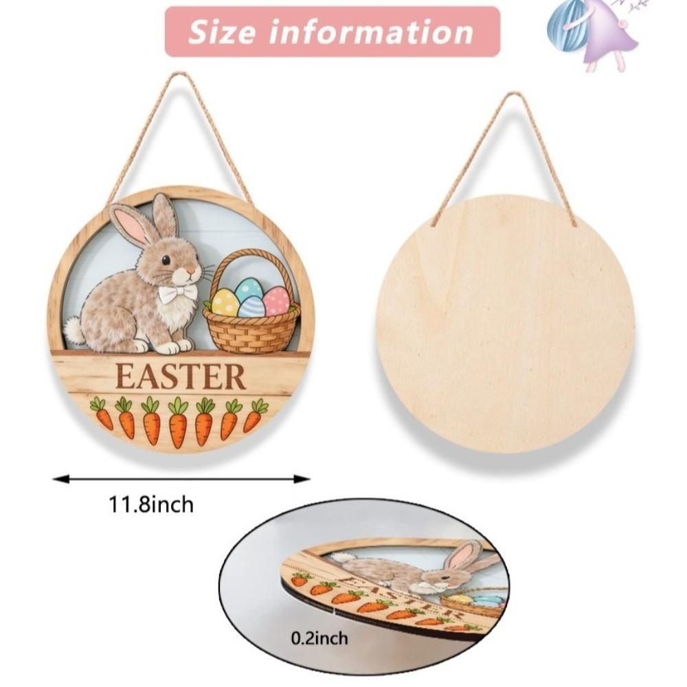 New Wooden Hanging Decoration Round 2D Flat Hanging Sign Cartoon Pattern 20/30cm Craft Ornament Home Decoration