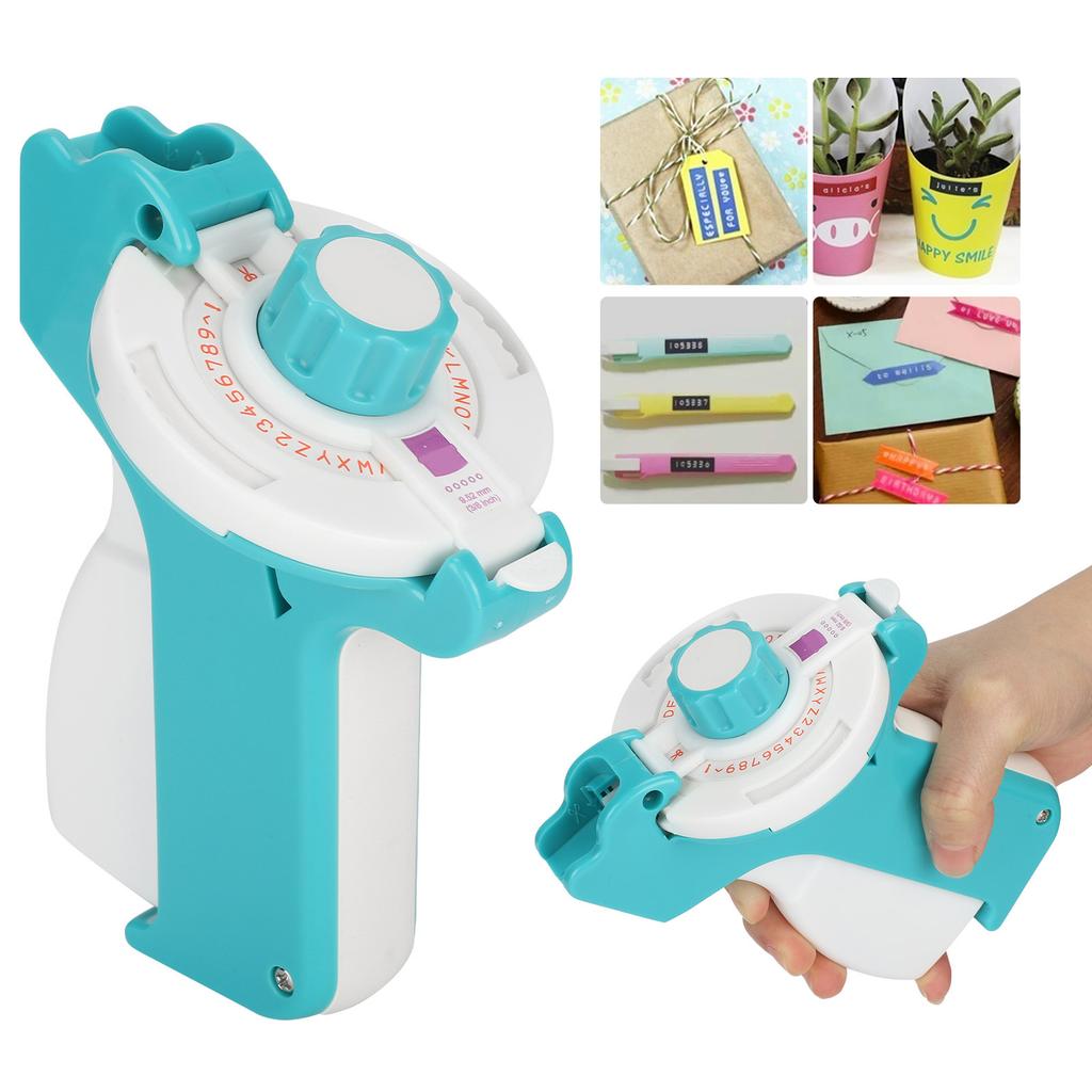 Label Maker Typewriter with Embossing Tape Manual Projects Supplies Light Blue E-202