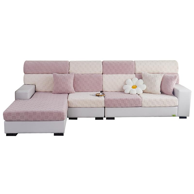 Elastic Non-Slip Sofa Cover Striped Suede All-Inclusive Universal Cover Winter Sofa Chic Simple Modern Thickened Cushion