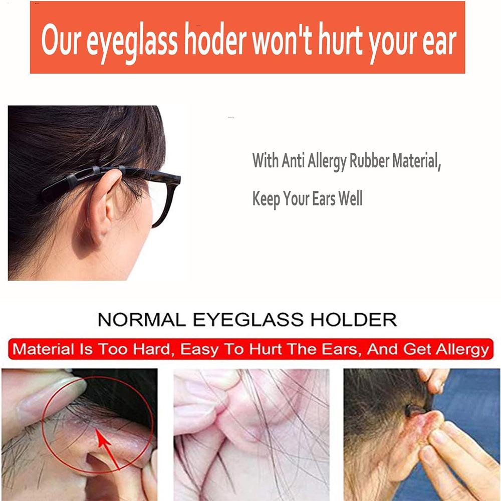 6 пар силиконовых подушечек для ушей для очков, противоскользящие, эластичные, удобные фиксаторы для очков