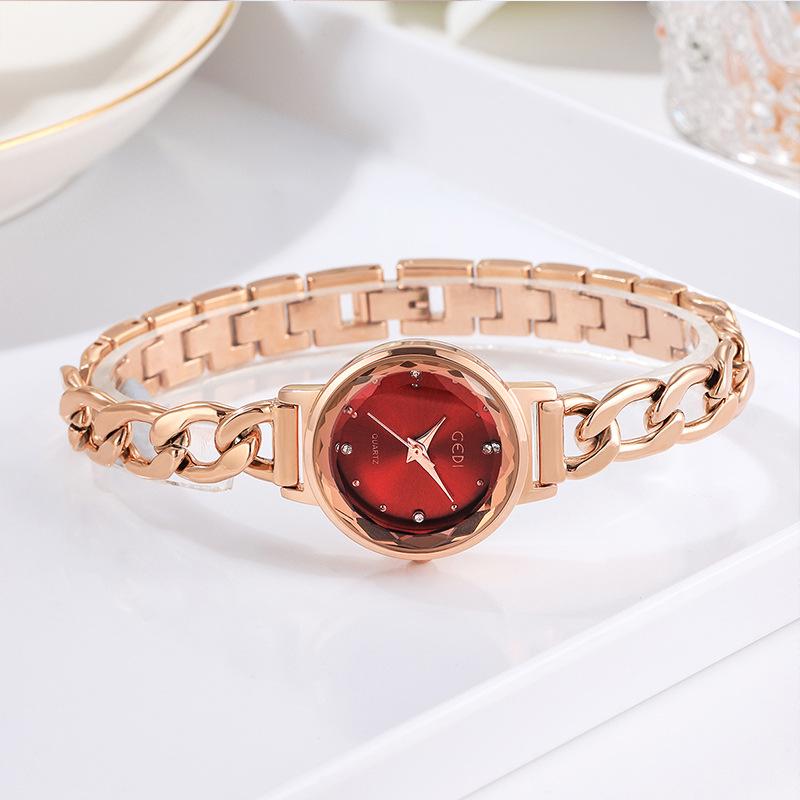 Gedi Fashion Градиентный циферблат Женские джинсовые часы-цепочка Водонепроницаемые кварцевые часы