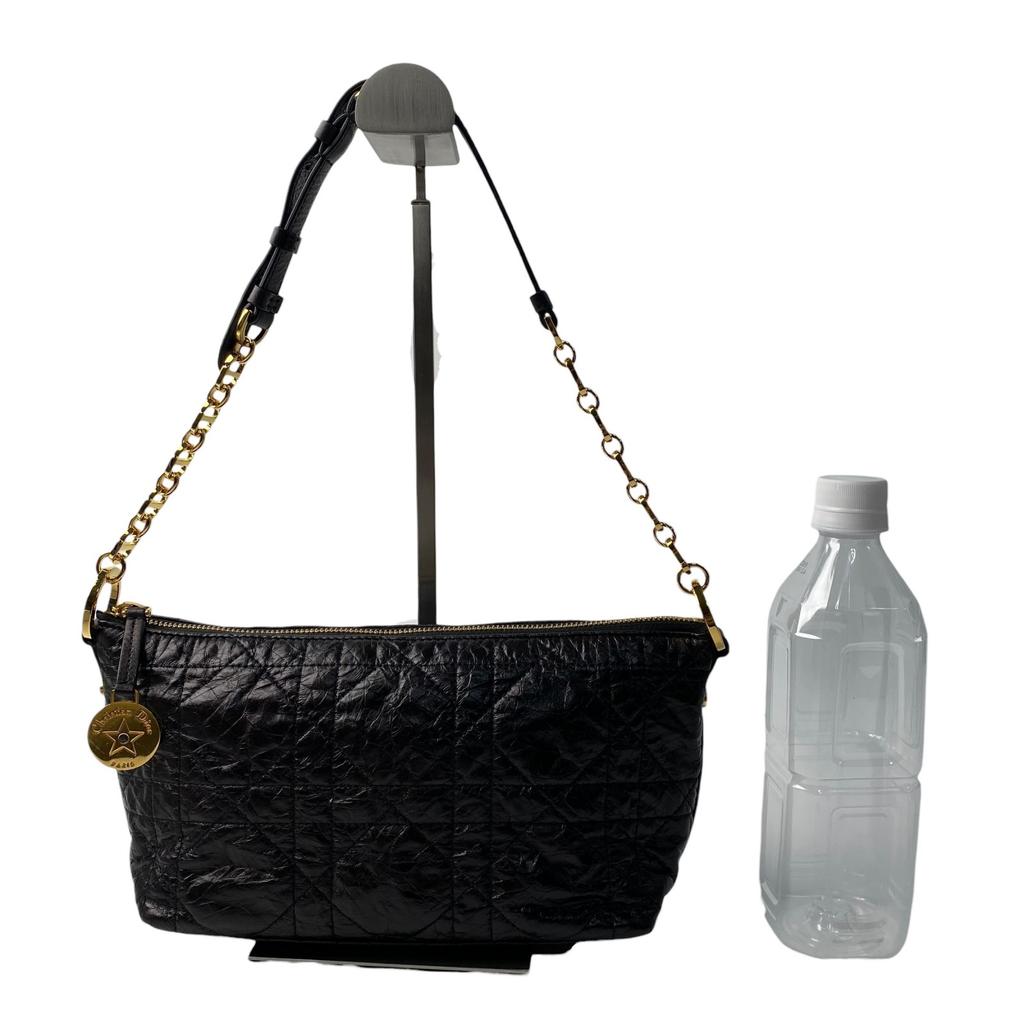 Подержанная женская сумка через плечо Christian Dior из черной кожи