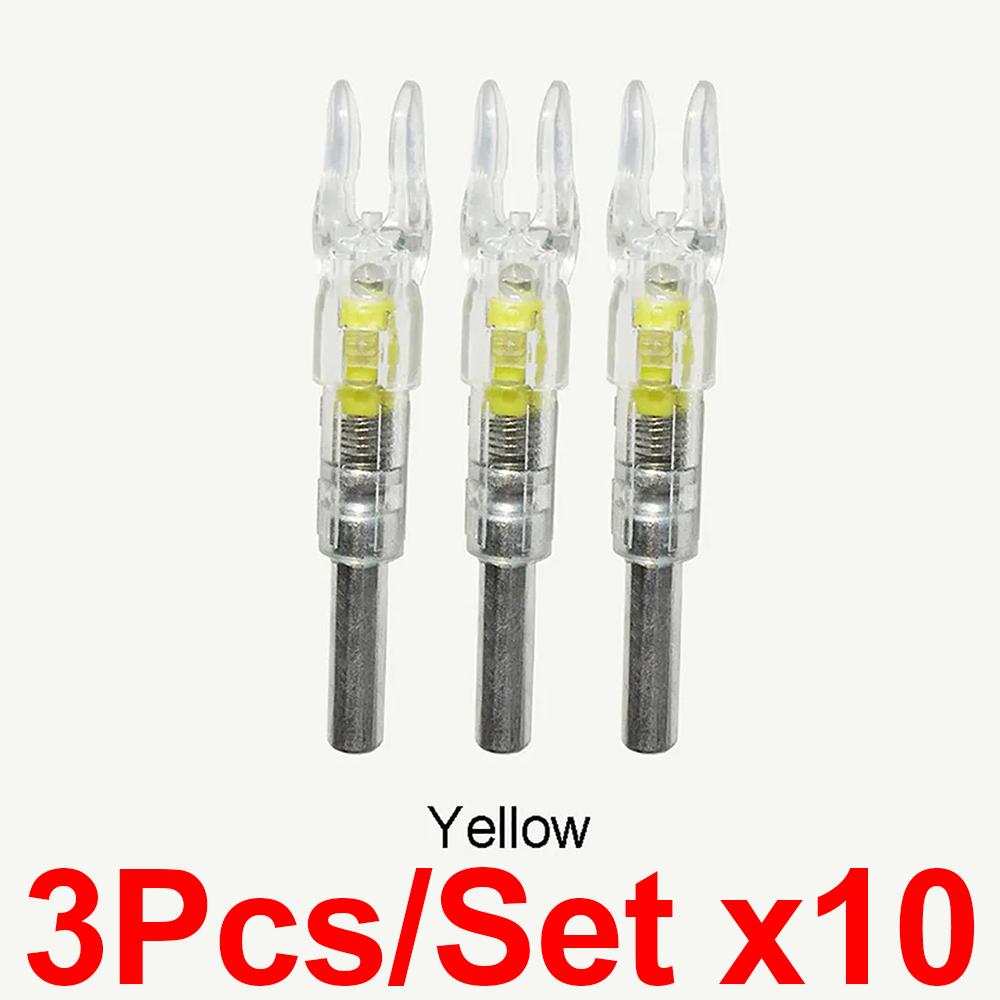3Pcs Hunting Arrow Nock Light LED Luminous Arrow Tail for Compound Bow Outdoor Night Shooting Glowing Arrow Tail with Switch