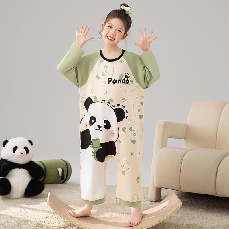 Cotton Girls Pajama Set Long Sleeve Sleepwear Kids Teens Fall Lightweight Comfortable Nightdress