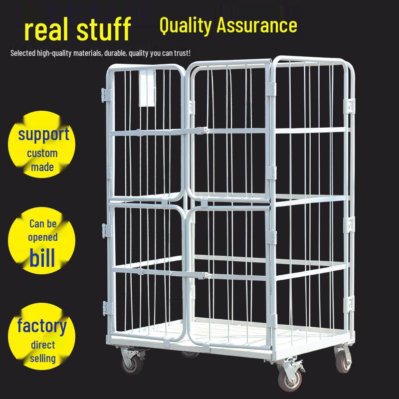 Folding Mobile Logistics Trolley: Warehouse Turnover Cart for Handling, Loading, and Unloading