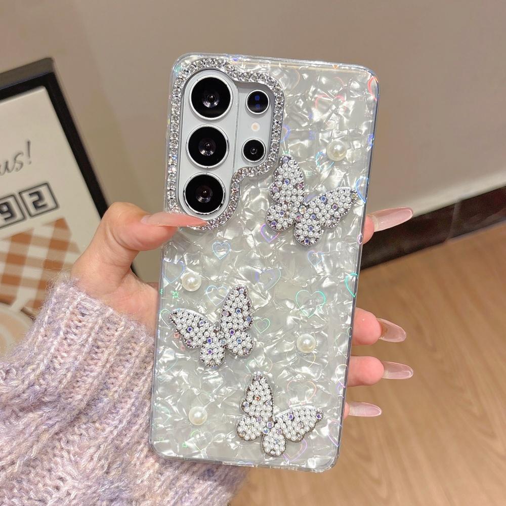 Чехол с узором Ракушка, Лазерный Алмазный Бабочка для Samsung S26 Ultra S25 S24 Ultra FE S26 Plus, Блестящий Цветной Чехол