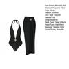 2 шт./комплект Женский монокини Комплект Сексуальный цельный купальник с глубоким V-образным вырезом с юбкой однотонного цвета Декор в виде морской звезды Быстросохнущий Купальный костюм для бассейна