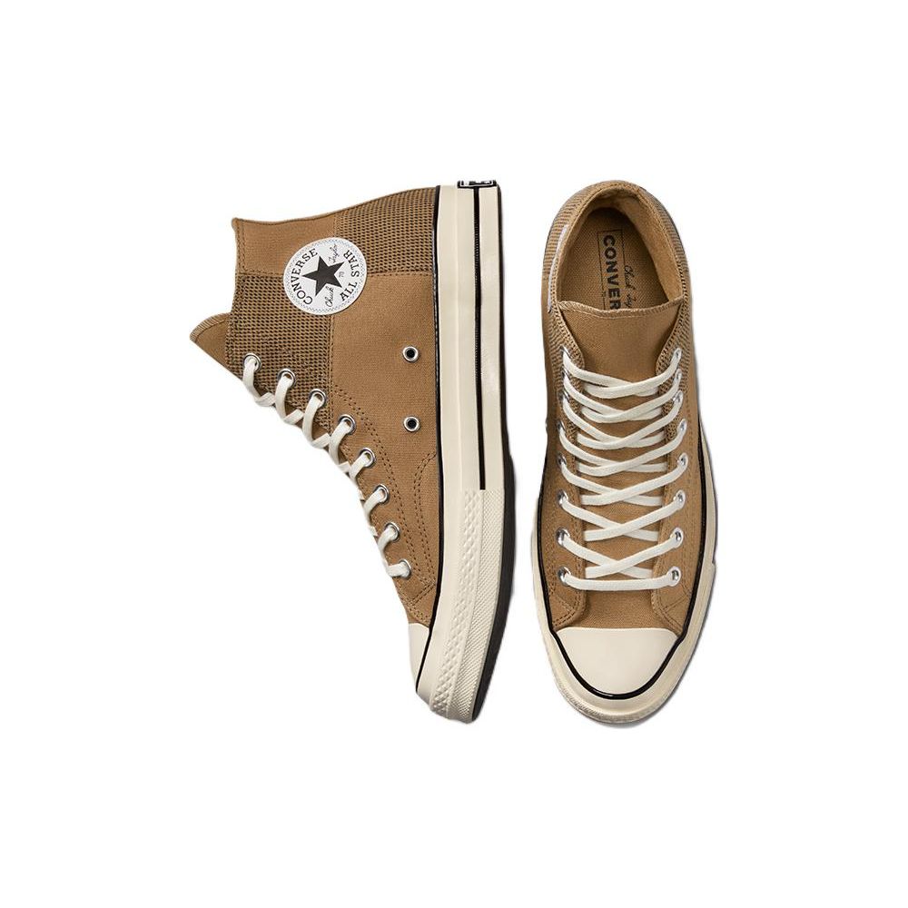 Converse Chuck 70 High Houndstooth Patchwork Unisex Sneakers Brown Sand-Dune Egret A03278C
