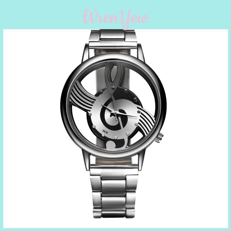 Stunning Stainless Analog Watch With Music Themed Symbol