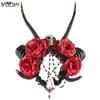 Gothic Lolita Hair Accessory With Antelope Horns Plastic Resin Headband Halloween Christmas Cosplay