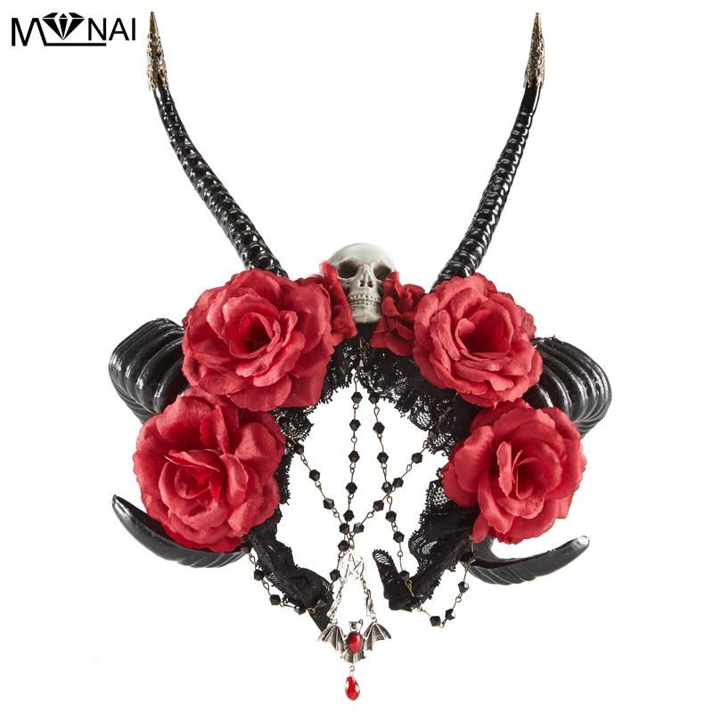 Gothic Lolita Hair Accessory With Antelope Horns Plastic Resin Headband Halloween Christmas Cosplay