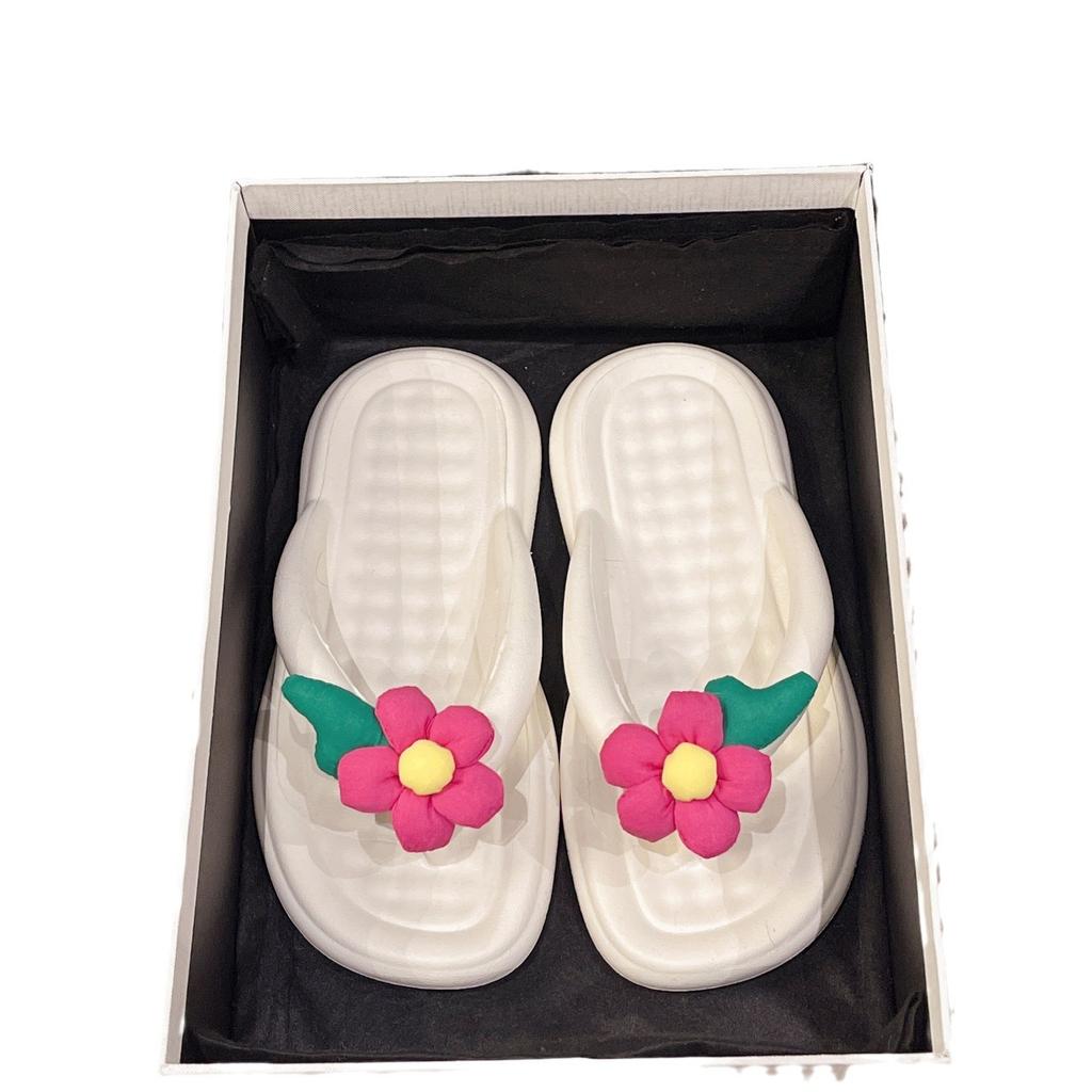 Милые цветочные шлепанцы женские летние уличные модные нескользящие мягкие пляжные туфли женские повседневные универсальные плоские сандалии De Mujer