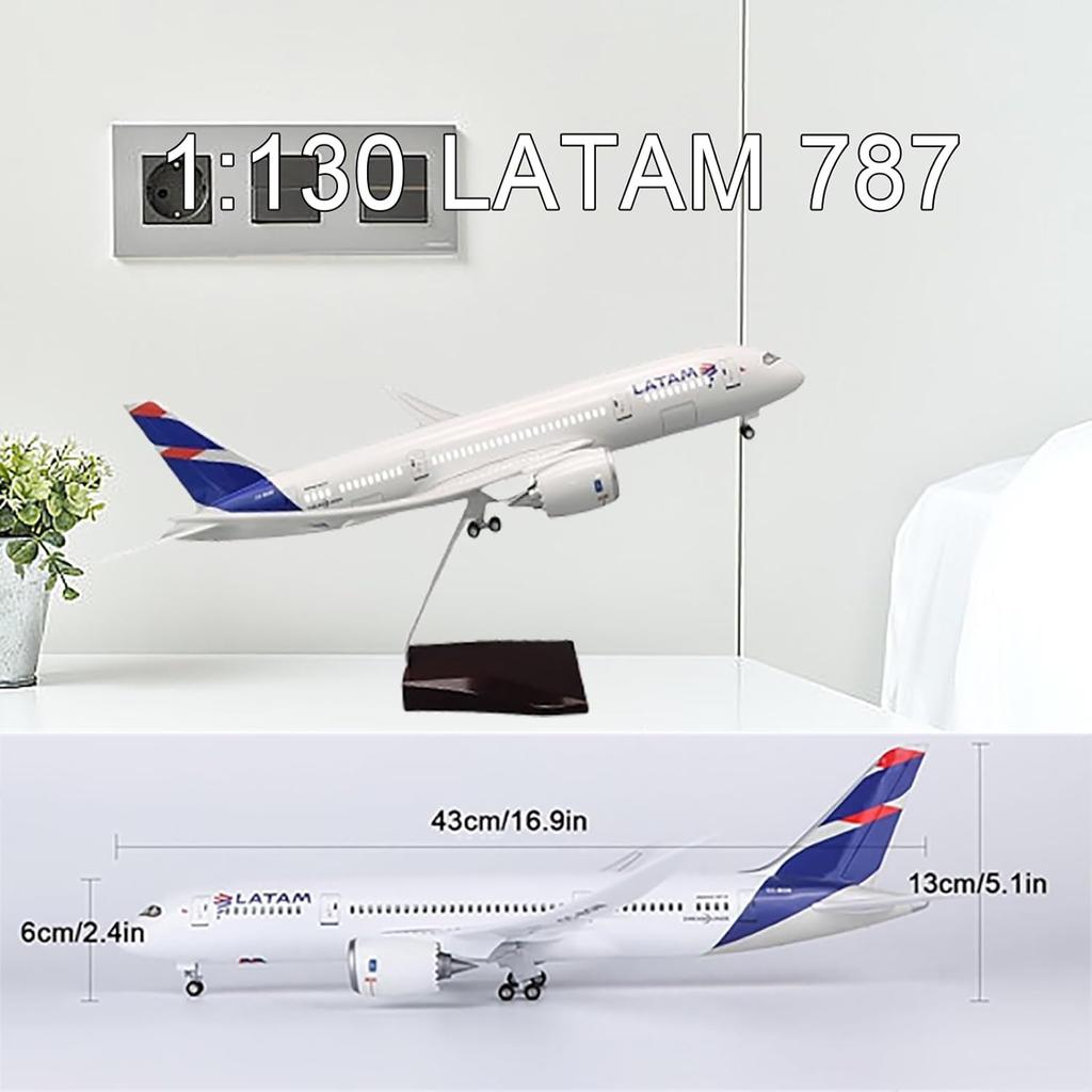 Airplane B787 LATAM Airways 47cm 1/130 Scale Plane Model Resin Aircraft With Lights LED and Stand Desktop Home Decoration