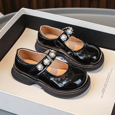Милые туфли принцессы из кожи 2024 года, весна и осень, новая повседневная обувь для детей, мягкая подошва, Мэри Джейн, мягкая подошва, универсальная детская обувь