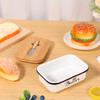 Metal Butter Dish with Knife Bamboo Lid Solid Cheese/Butter Container Cake Bread Fruit Container Steak Salad Kitchen Container
