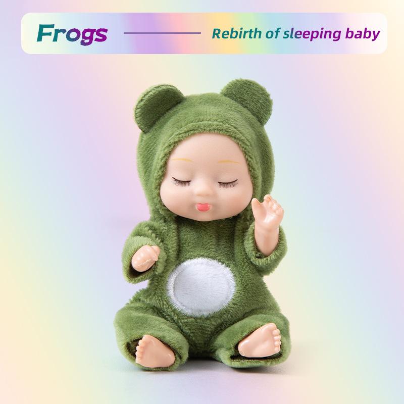 3.5in Bionic Sleeping Doll Palm Reborn Frog Dog Bear Bjd Cute Animal Adjustable Joints Comfort Girls Toys Pajama Clothing Change