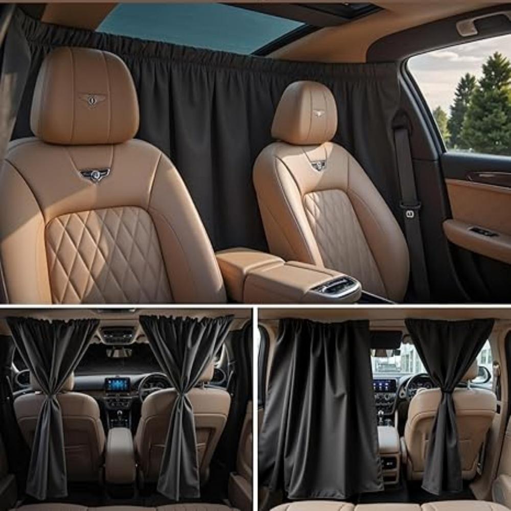 Car Rear Partition Curtain Detachable Privacy Sunshade Curtain for Travel Camping Nap Night Automotive Interior Accessories