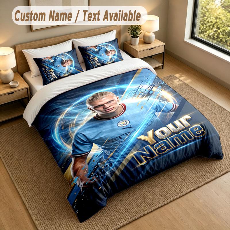 Bedding Set 1 Duvet Cover 2 Pillowcases Erling Haaland Print Soft Bed Linen Bedroom Decor