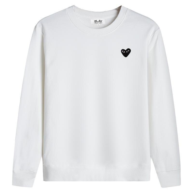 Unisex Cotton Long Sleeve Crewneck Sweatshirt With Embroidered Heart Design Casual Oversized Fit