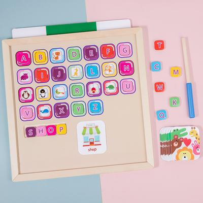 Многофункциональная двусторонняя магнитная доска-пазл для рисования, пазл, детские развивающие игрушки, животное, буква, сопоставление слов, ручка