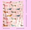 Cute Dachshund Pattern Blanket Soft and Warm Bed Camping Travel Office Decor Cozy Autumn Home Flannel Fabric  Artistic Design