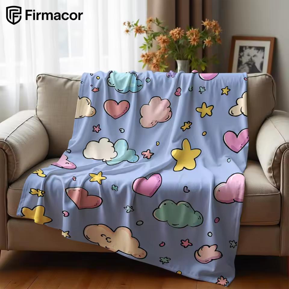 Dreamy Clouds & Stars Ultra Soft Sherpa Fleece Blanket Fluffy Warm Halloween Cozy Throw for Sofa Couch Bedroom Gift All season