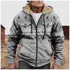 Men'S Winter Zipper Hooded Fleece Sweatshirt With Patch Pocket Casual Jacket